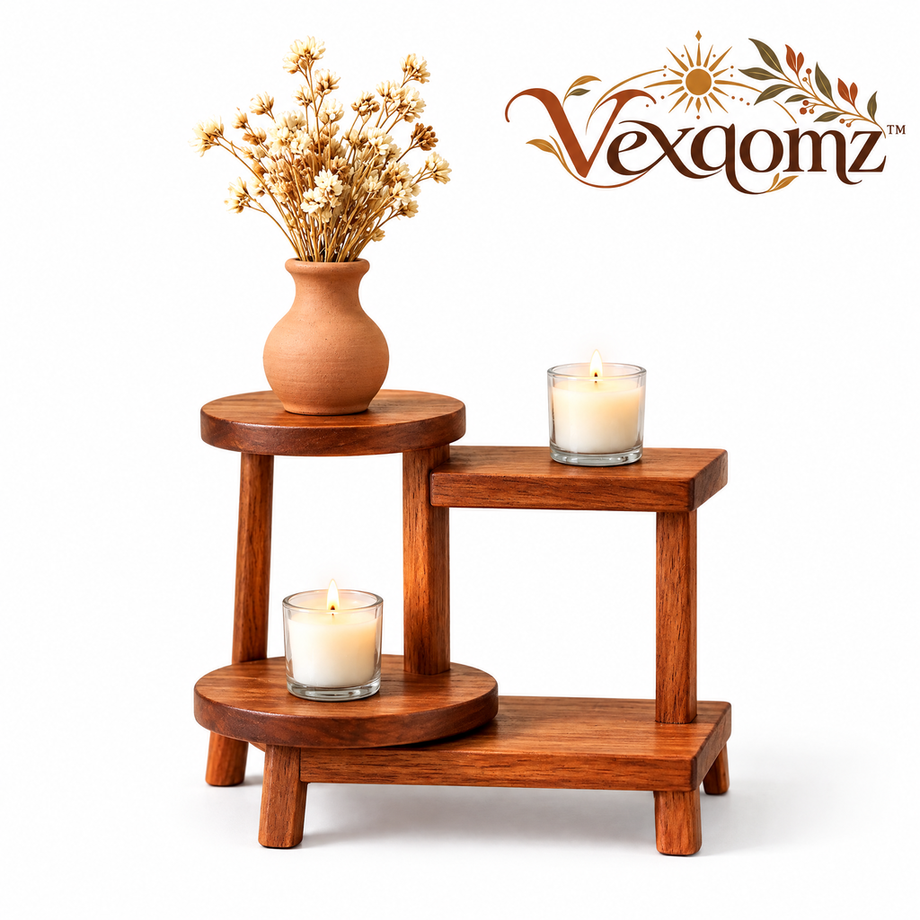 Vexqomz™ Staggered Wooden Tabletop Display Stand
