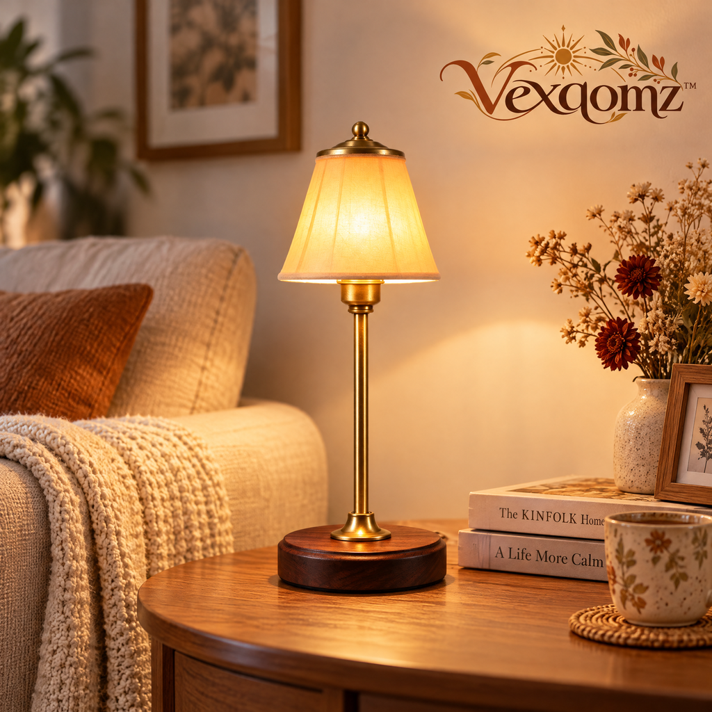 Vexqomz™ Vintage-Style Table Lamp with Fabric Shade