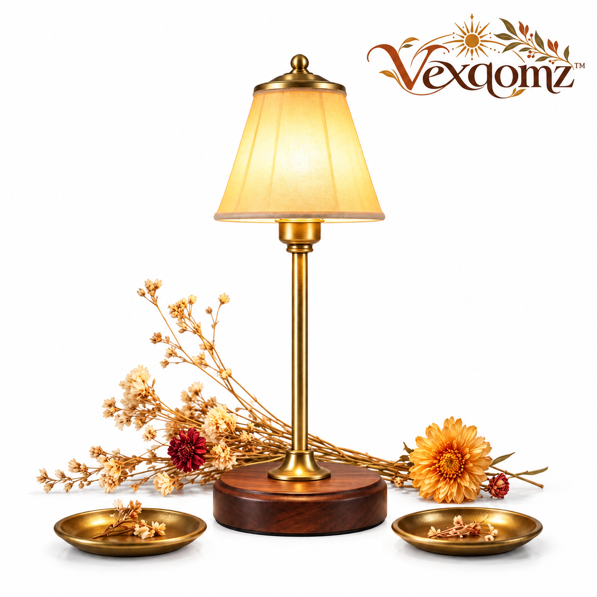 Vexqomz™ Vintage-Style Table Lamp with Fabric Shade