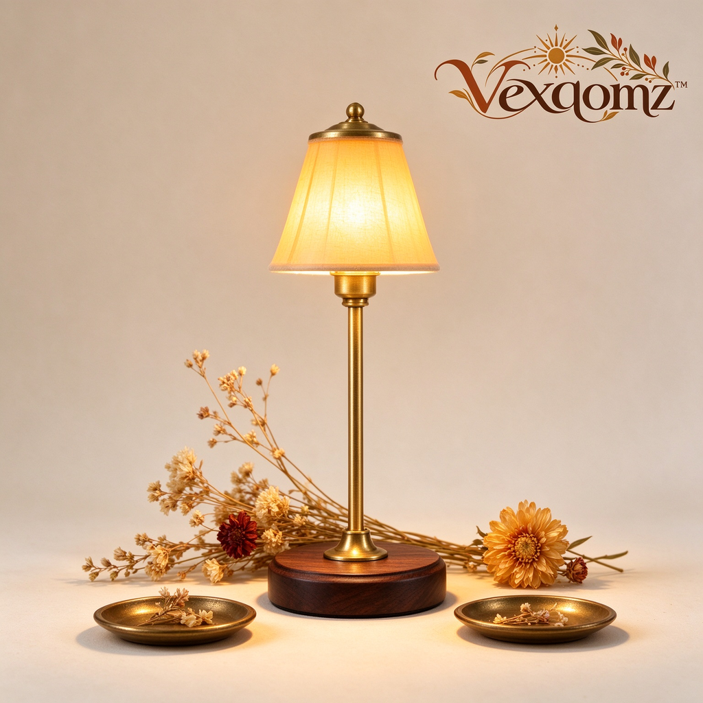 Vexqomz™ Vintage-Style Table Lamp with Fabric Shade