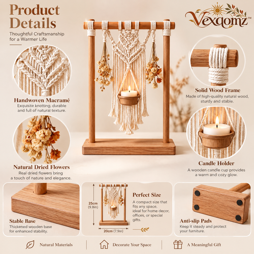 Vexqomz™ Macramé Hanging Tealight Holder Stand
