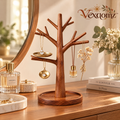 Vexqomz™ Wooden Jewelry Tree with Accessory Tray