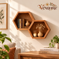Vexqomz™ Two-Piece Hexagonal Wooden Wall Shelf Set