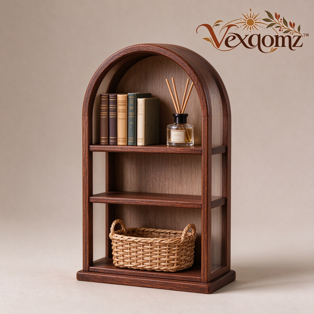 Vexqomz™ Arched Three-Tier Wooden Display Shelf