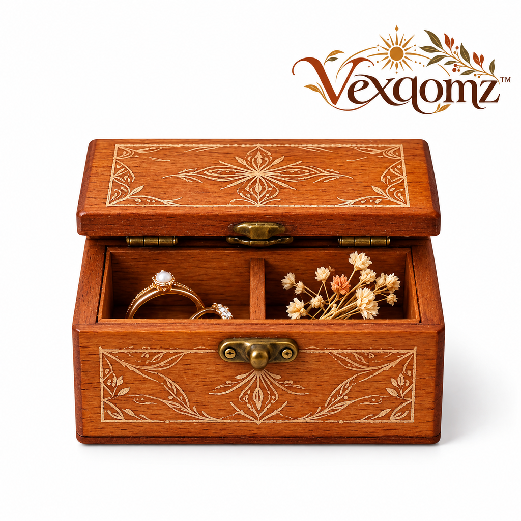 Vexqomz™ Floral-Engraved Wooden Keepsake Box