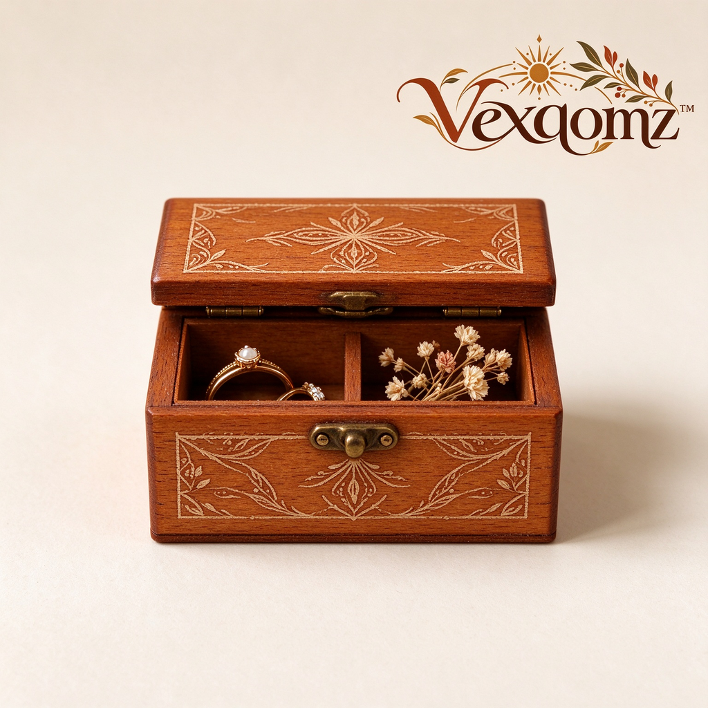 Vexqomz™ Floral-Engraved Wooden Keepsake Box