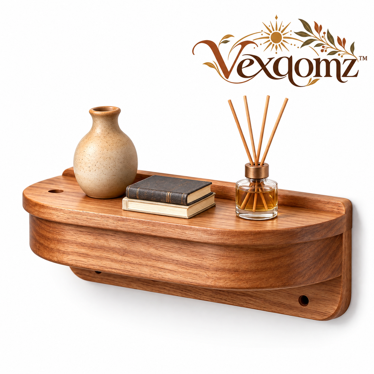 Vexqomz™ Rounded Wooden Floating Wall Shelf